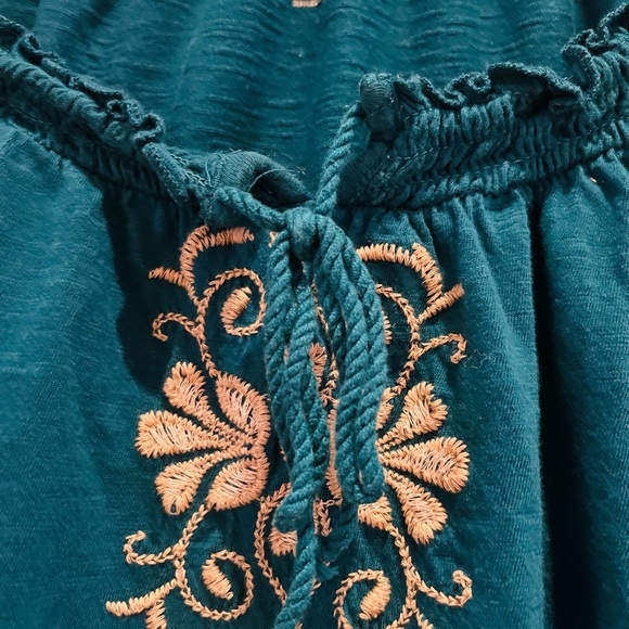 Teal elastic neck top - Picture 3 of 6
